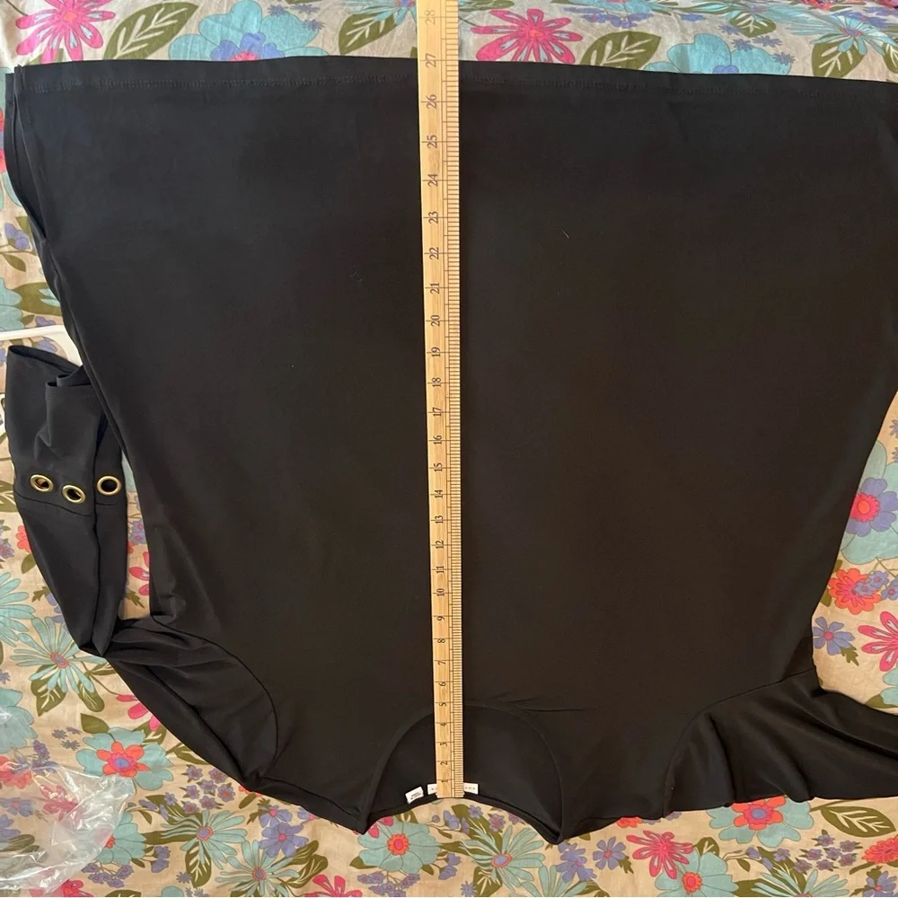 Susan Graver QVC 2 pc trumpet skirt and grommet sleeve top black jersey flowing - Picture 6 of 16